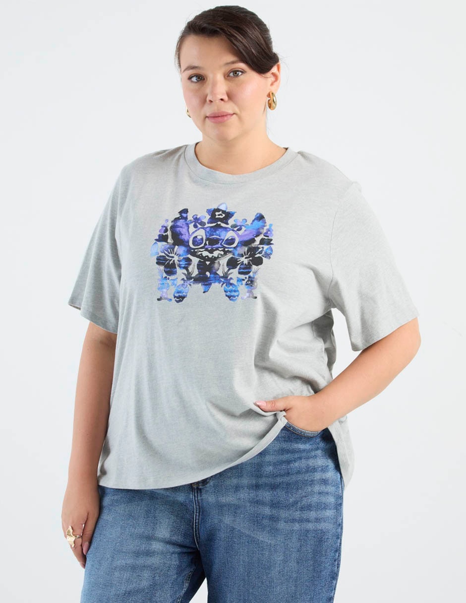 Playera manga corta Stitch cuello redondo para mujer Playera manga corta Stitch cuello redondo para mujer