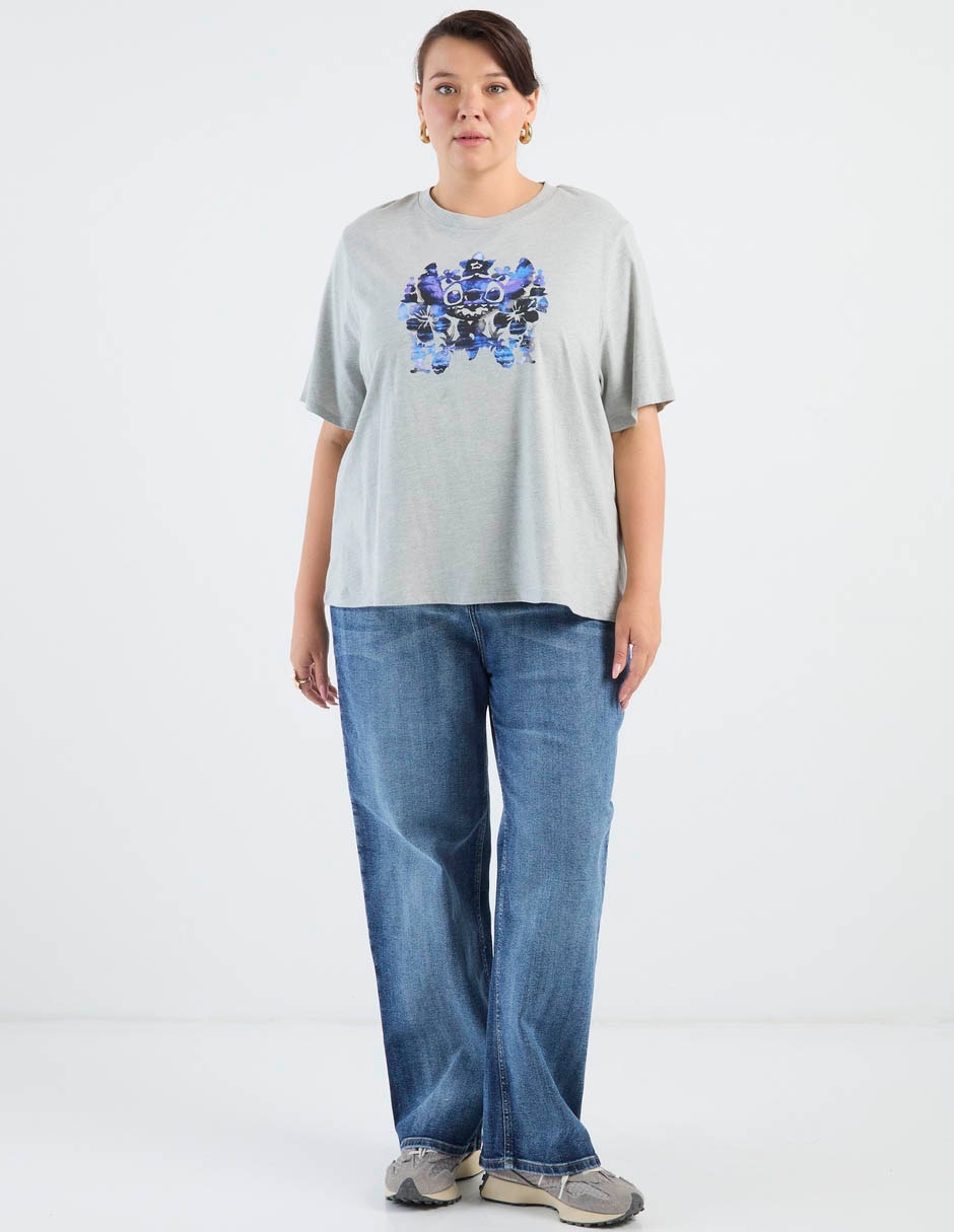 Playera manga corta Disney Dtr Stitch cuello redondo para mujer
