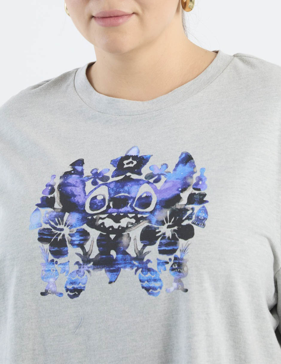 Playera manga corta Disney Dtr Stitch cuello redondo para mujer