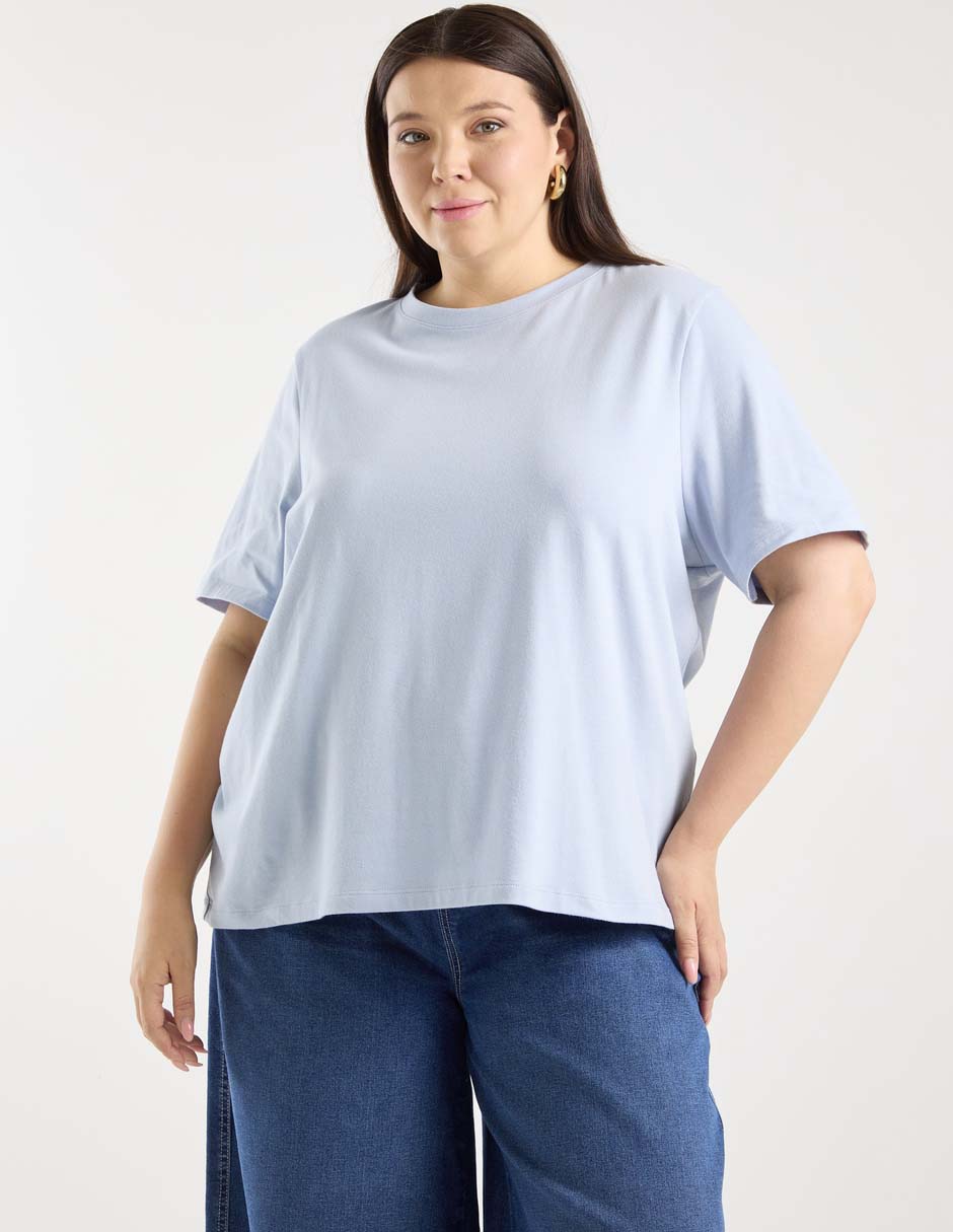 Playera manga al codo cuello redondo para mujer Playera manga al codo cuello redondo para mujer