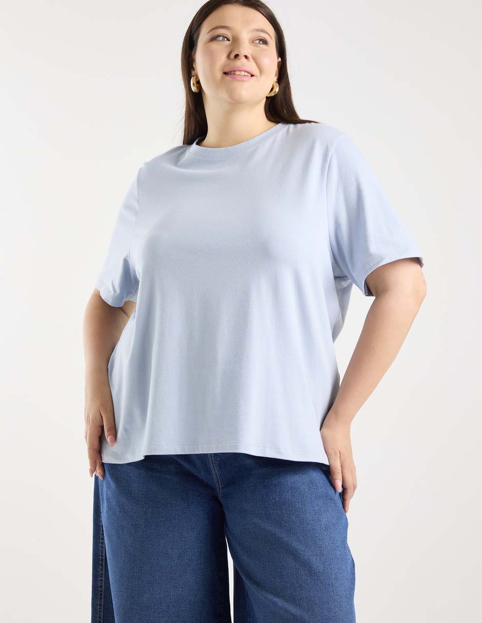 Playera manga al codo cuello redondo para mujer 2