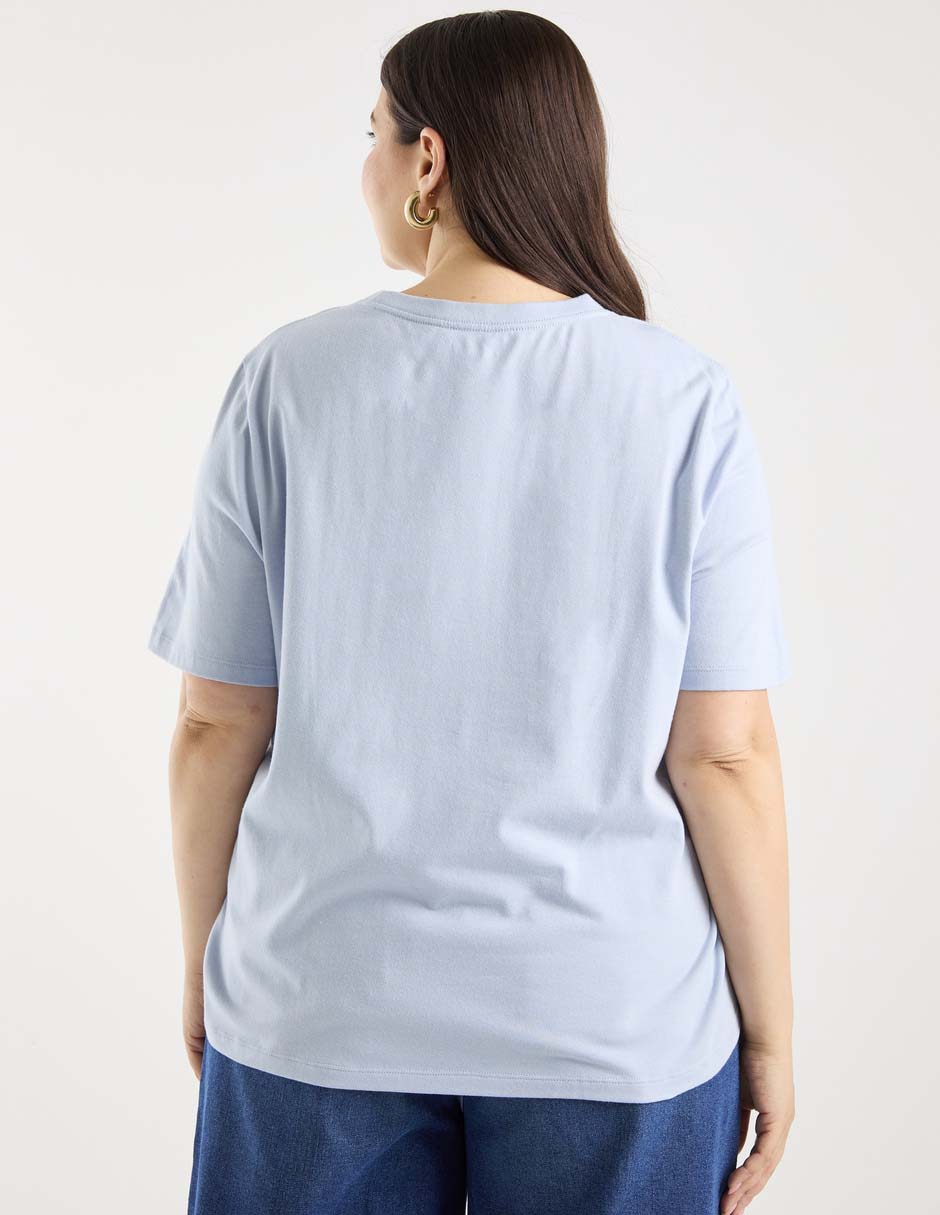 Playera manga al codo cuello redondo para mujer 6