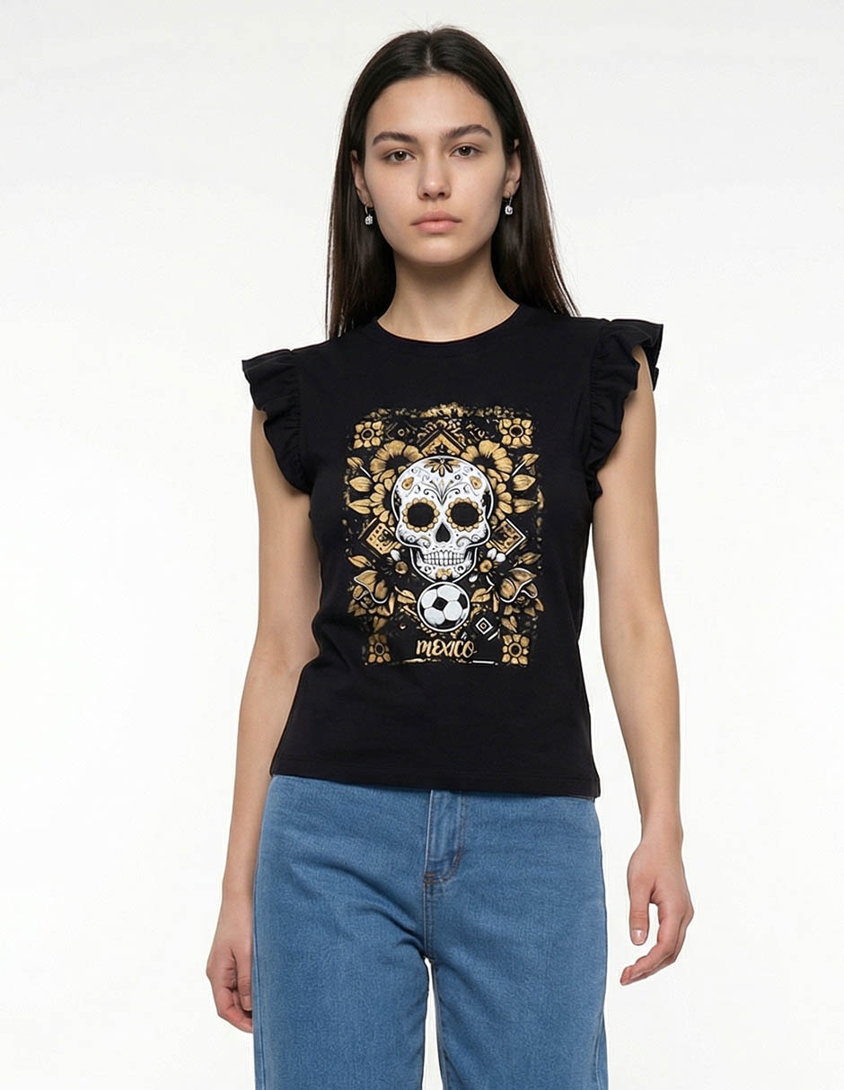 Playera manga corta cuello redondo para mujer Playera manga corta cuello redondo para mujer