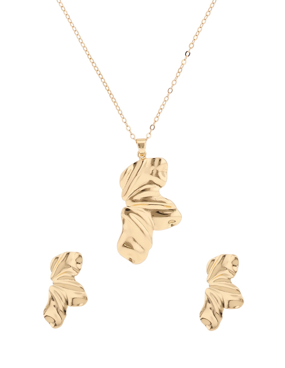 Aretes y collar de flor