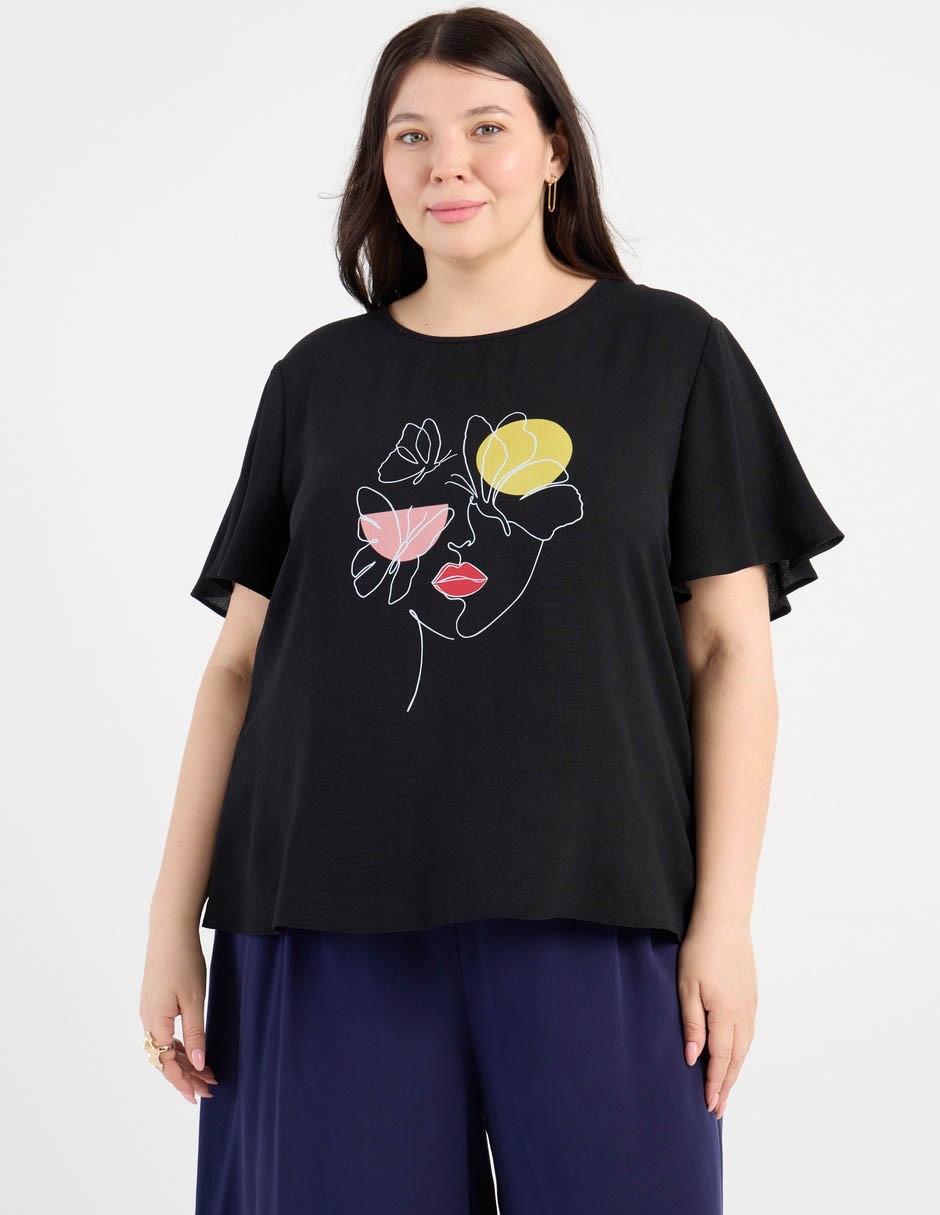 Blusa manga al codo para mujer