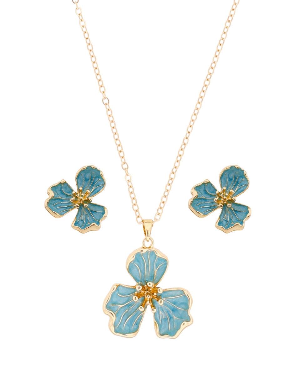 Aretes y collar de flor