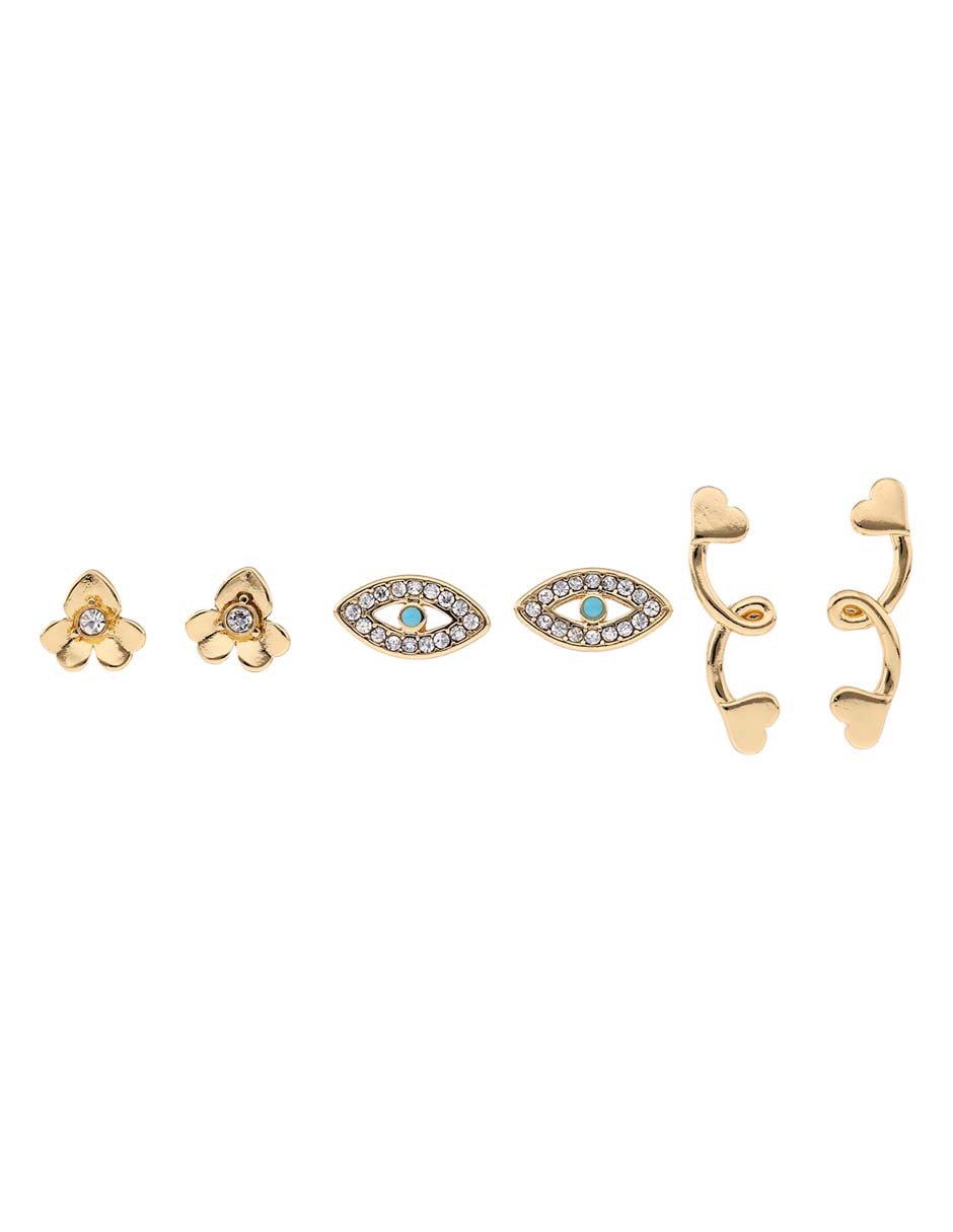 Set de aretes con acabado brillante