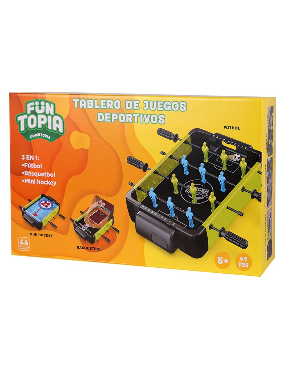 Juego de mesa futbolito 3 en 1 tablero portátil 4