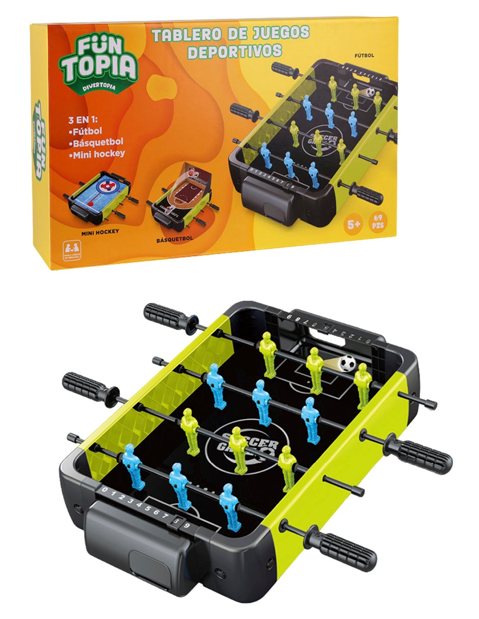 Juego de mesa futbolito 3 en 1 tablero portátil 5