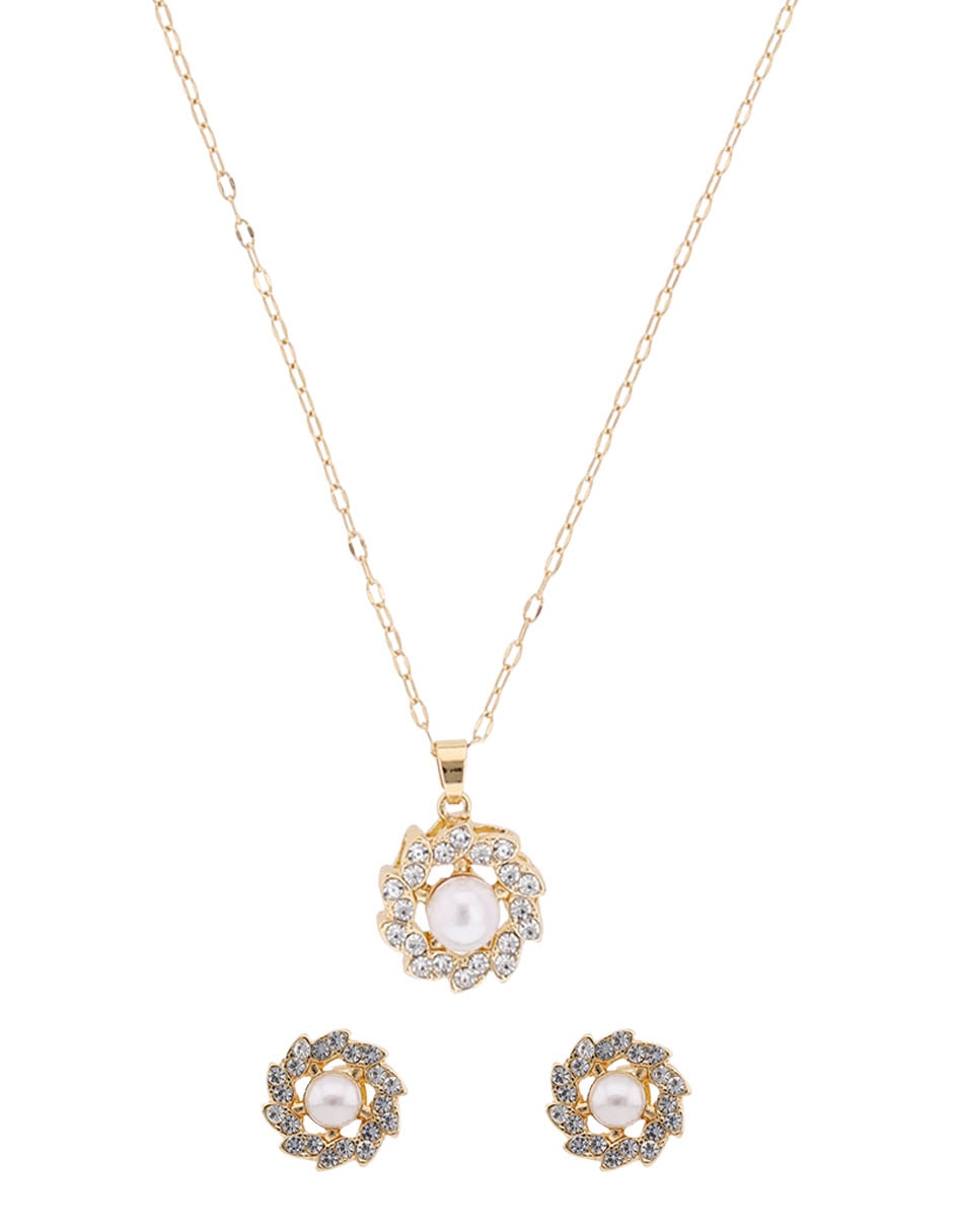Aretes y collar de flor