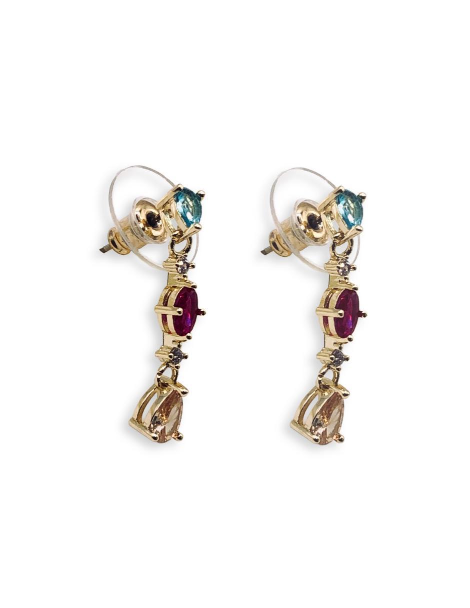 Aretes con acabado baño de oro 14 K 2