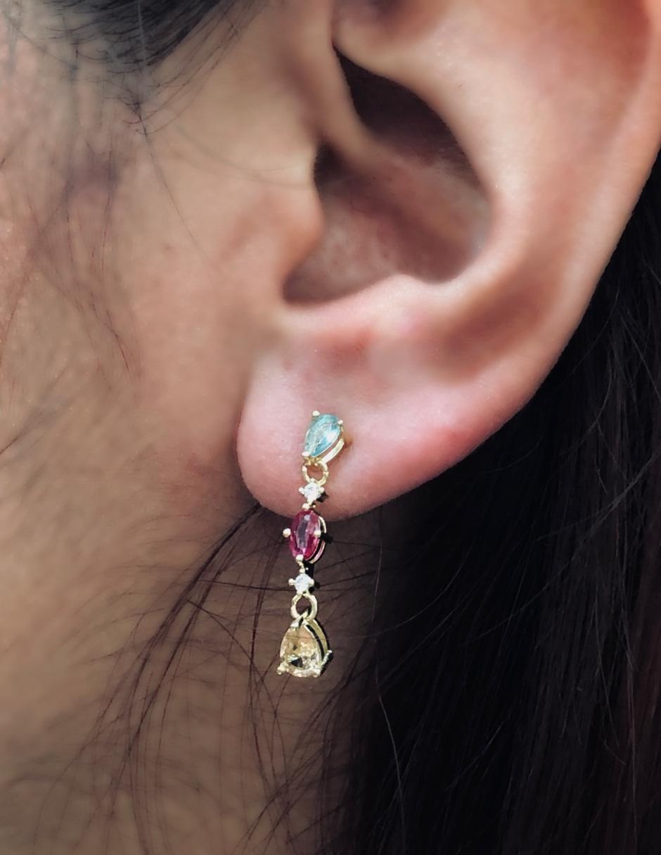 Aretes con acabado baño de oro 14 K 3