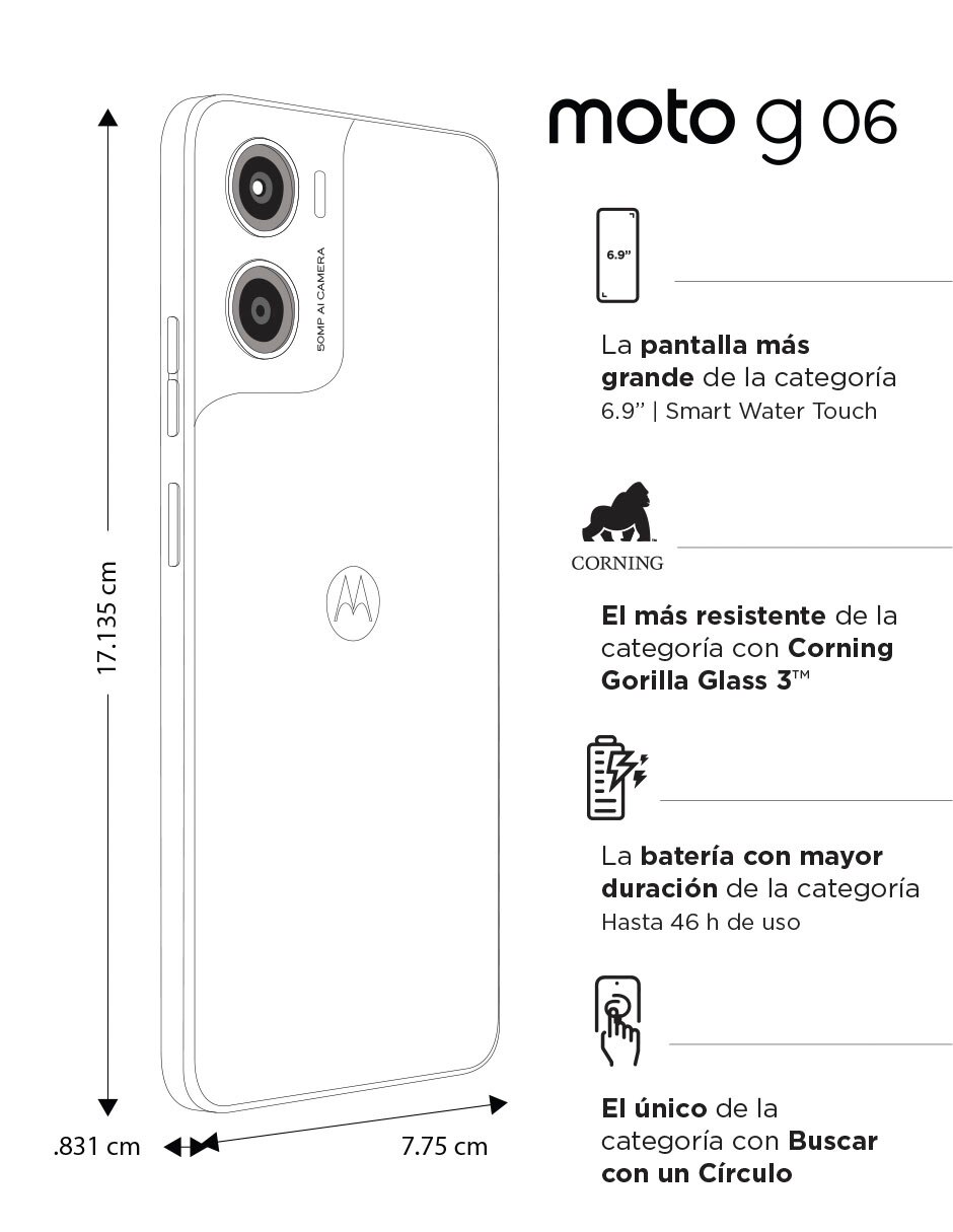 Smartphone Moto G06 LCD 6.8 pulgadas AT&T 7