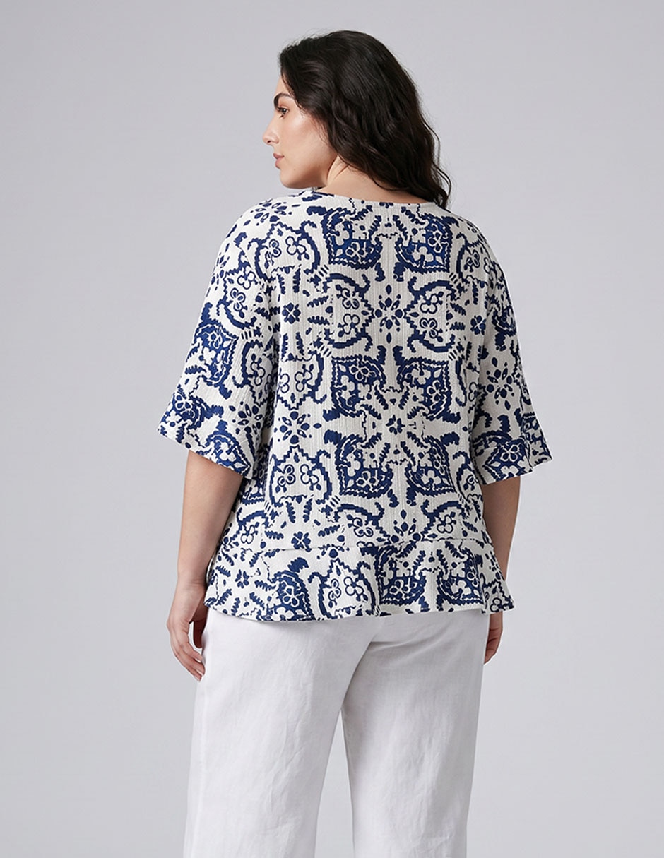 Blusa Contempo Plus manga al codo para mujer