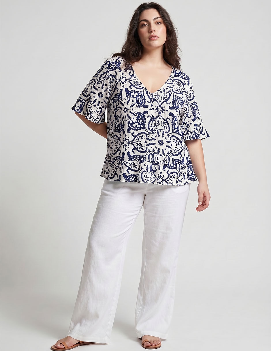 Blusa Contempo Plus manga al codo para mujer