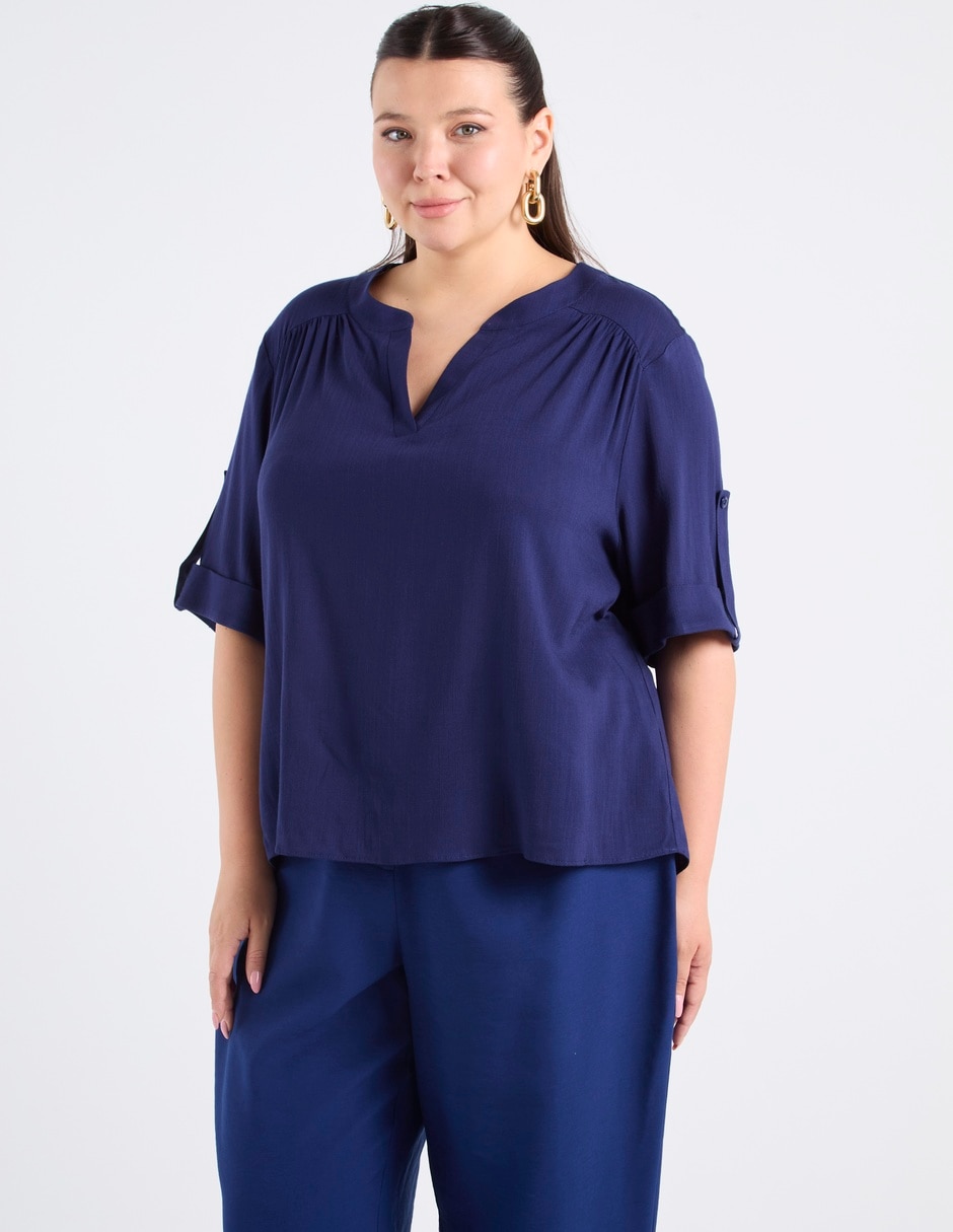 Blusa manga al codo para mujer