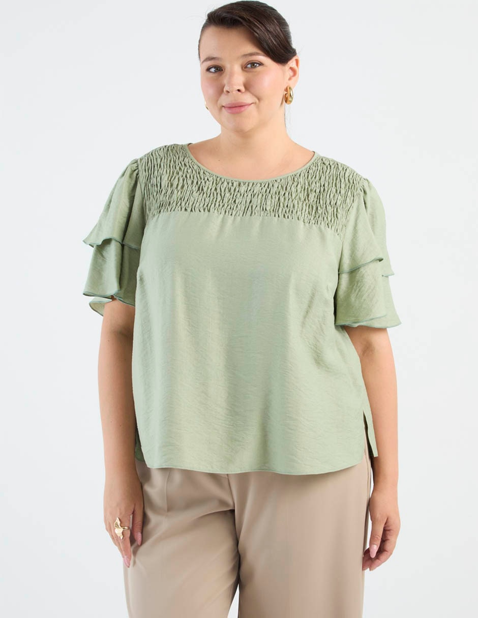 Blusa Contempo Plus manga corta para mujer