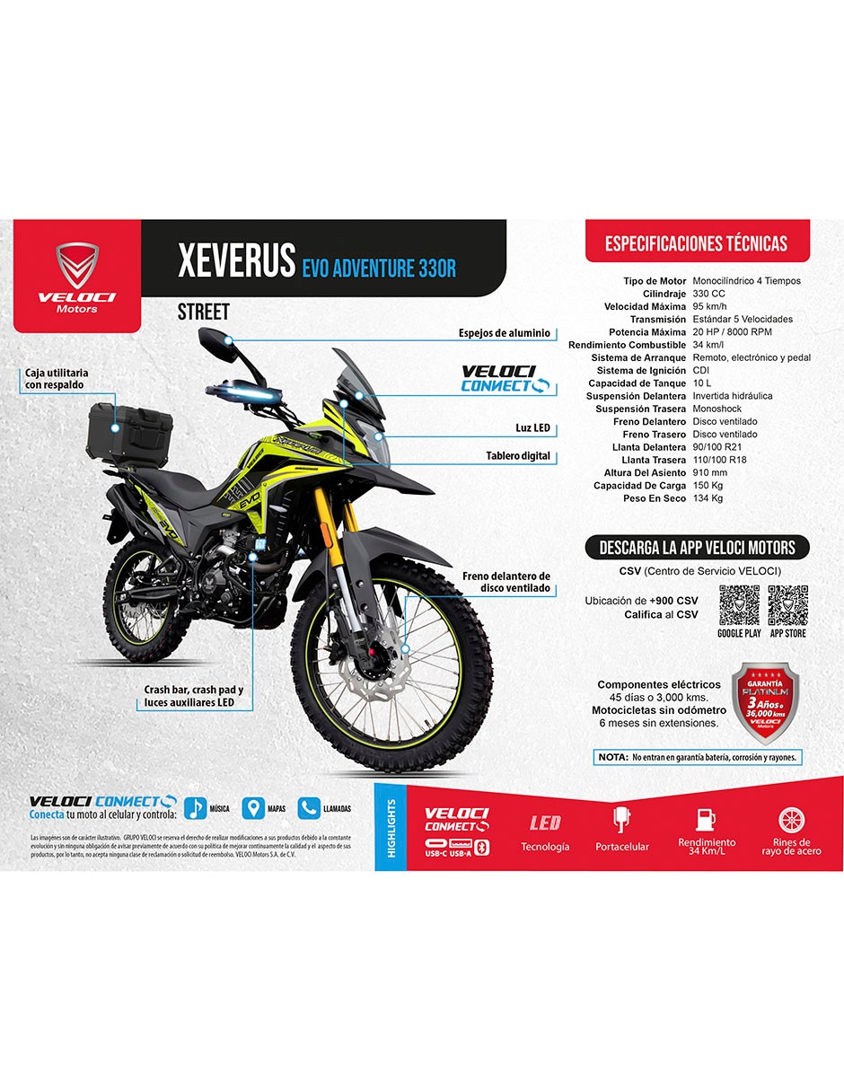 Motocicleta doble propósito Xeverus Evo Adventure 330cc 2026 3