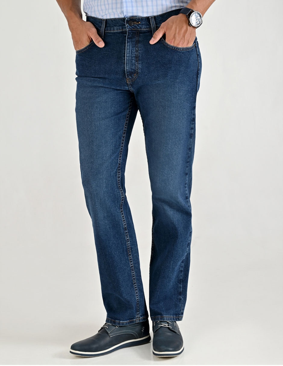 Jeans straight lavado stone wash para hombre 1