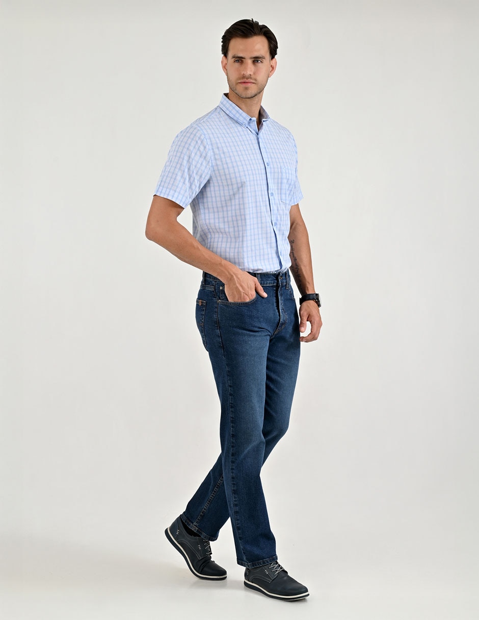 Jeans straight lavado stone wash para hombre 7