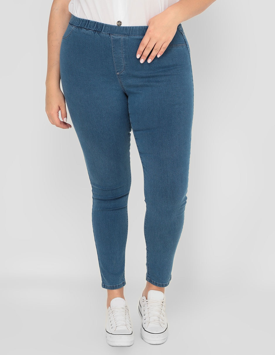 Jegging skinny lavado medio corte cintura para mujer Jegging skinny lavado medio corte cintura para mujer