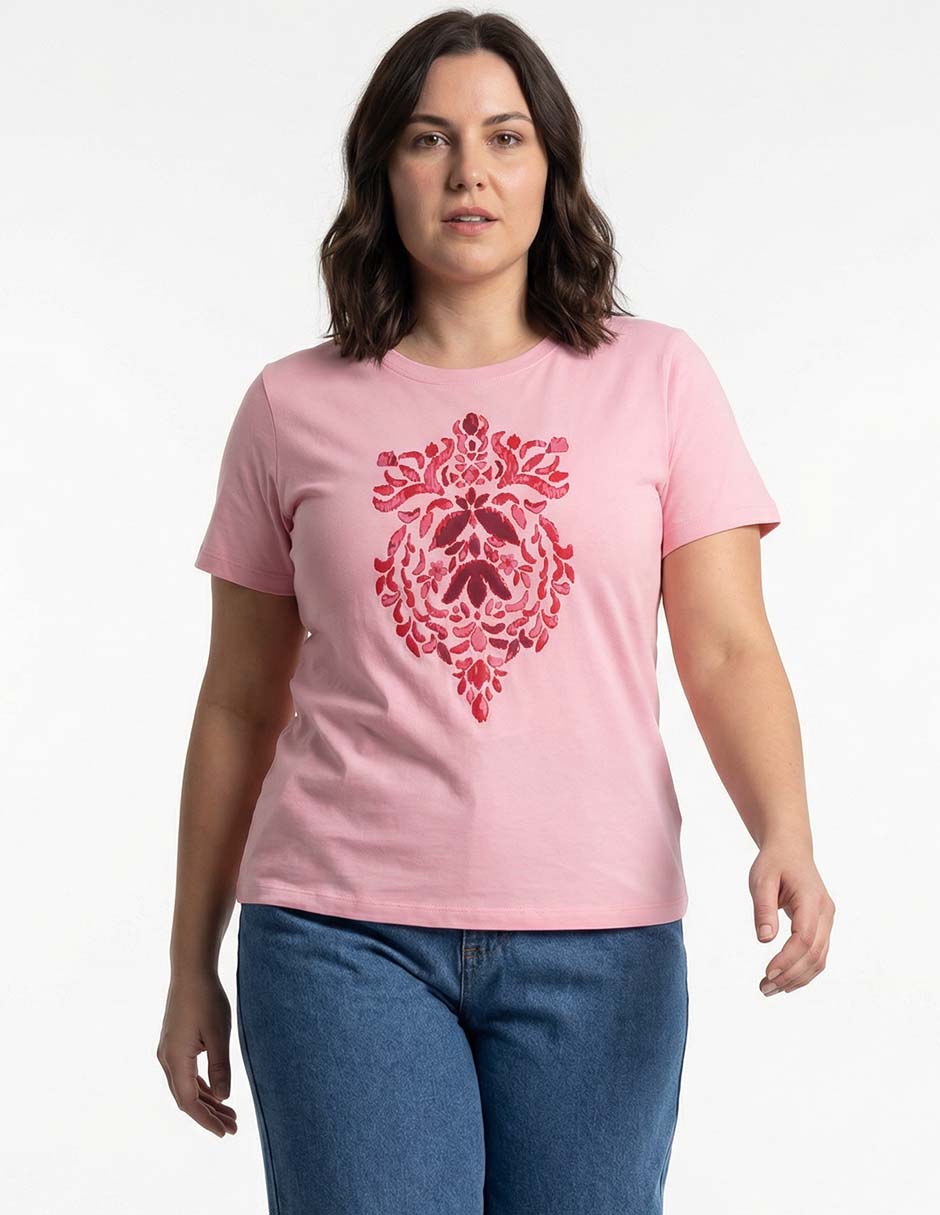 Playera manga corta cuello redondo para mujer Playera manga corta cuello redondo para mujer