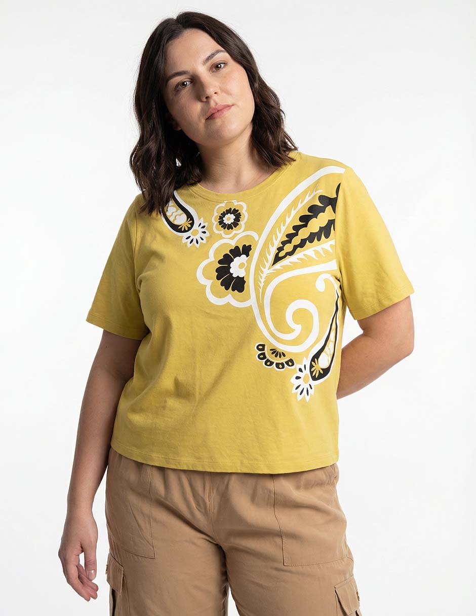 Playera manga corta cuello redondo para mujer Playera manga corta cuello redondo para mujer