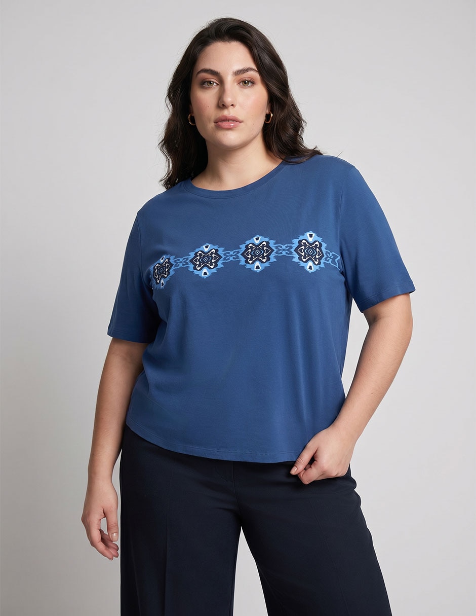 Playera manga corta Weekend Plus cuello redondo para mujer