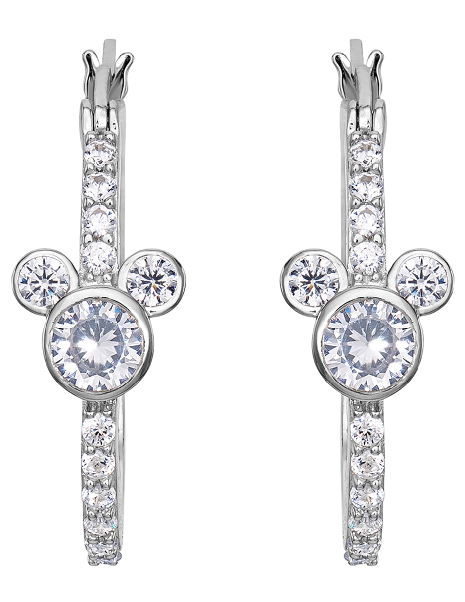 Aretes de aro Minnie Mouse de plata P 925 con acabado brillante