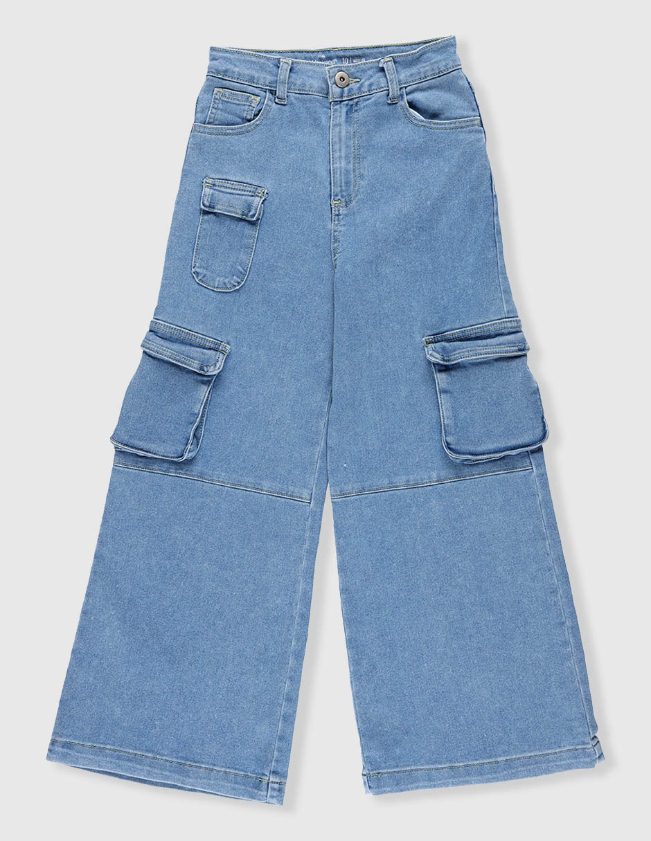 Jeans cargo amplio para niña 1