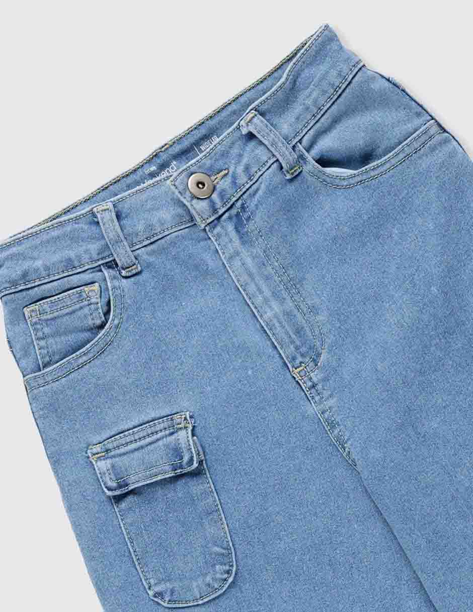 Jeans cargo amplio para niña 6