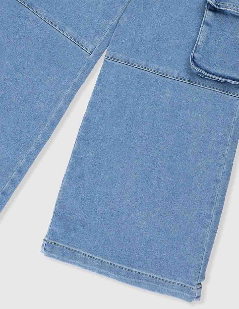 Jeans cargo amplio para niña 7