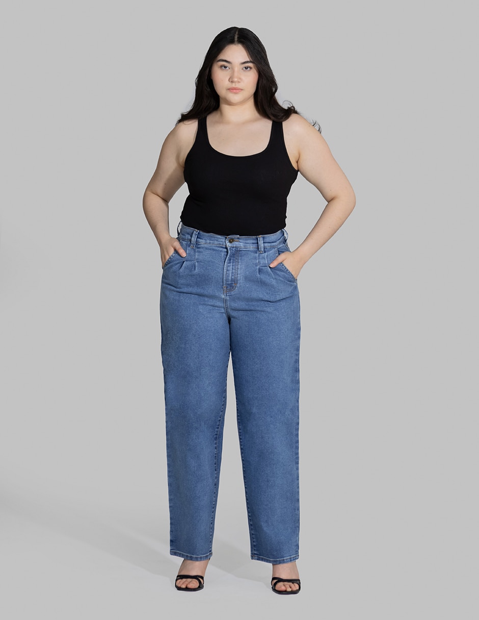 Jeans straight cintura alta Oh Pomp para mujer
