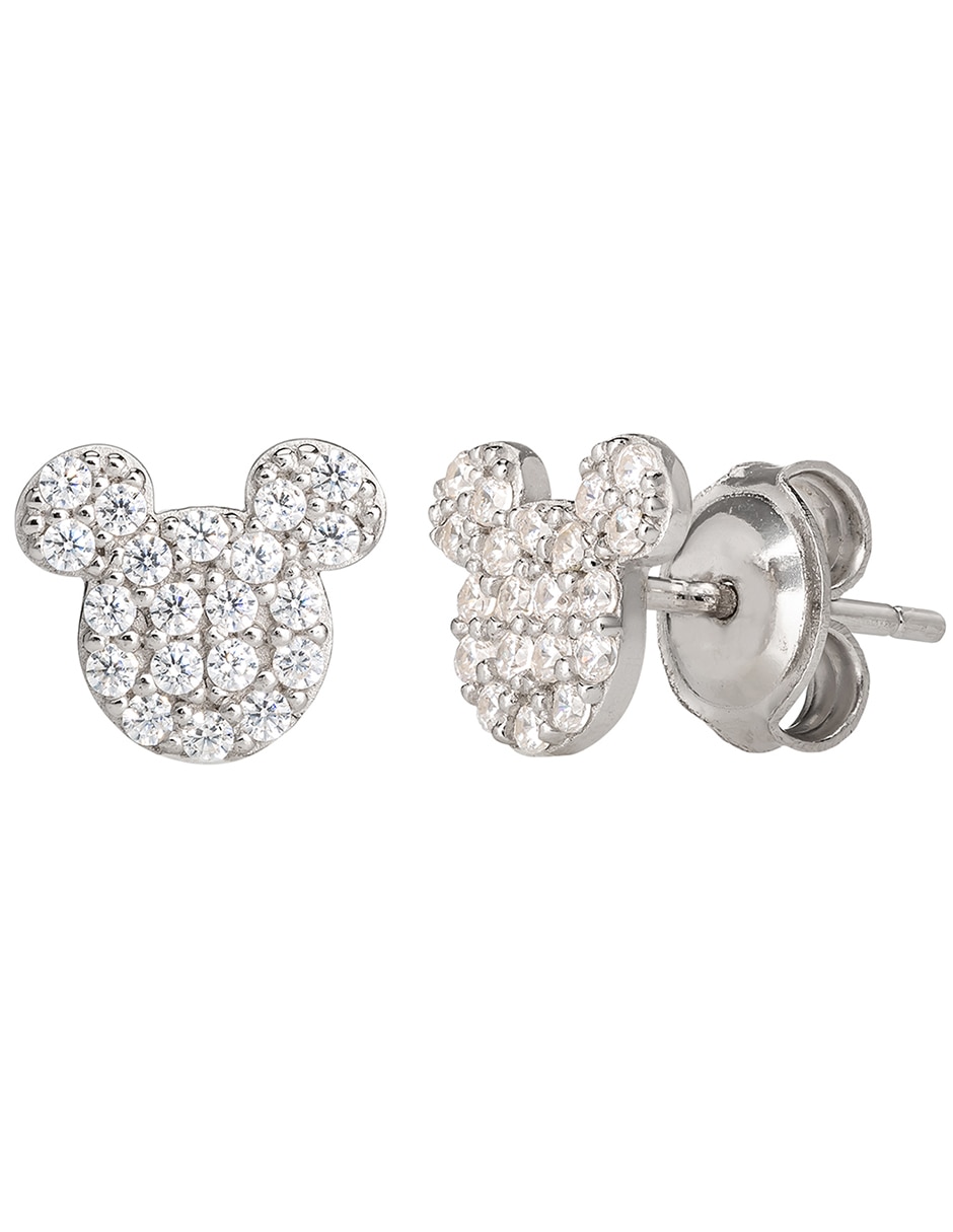 Aretes Mickey Mouse de plata P 925 con acabado brillante Aretes Mickey Mouse de plata P 925 con acabado brillante