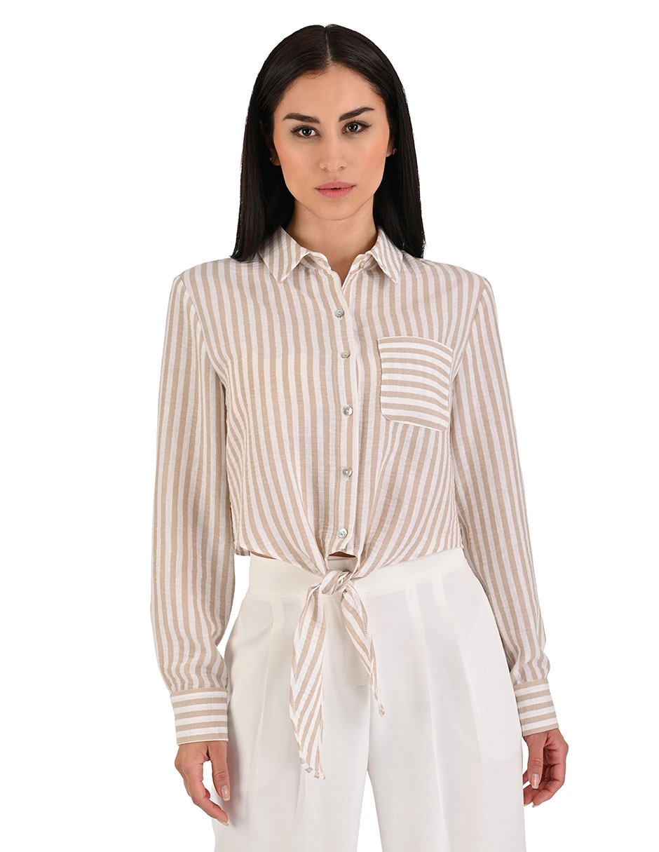 Blusa camisera Metropolis manga larga para mujer