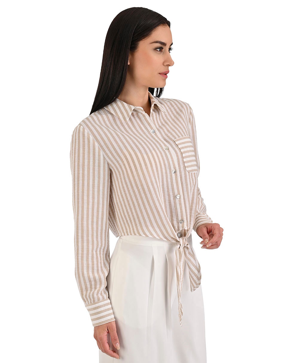 Blusa camisera Metropolis manga larga para mujer