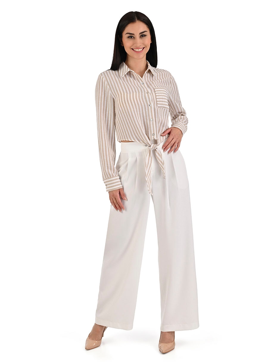 Blusa camisera Metropolis manga larga para mujer