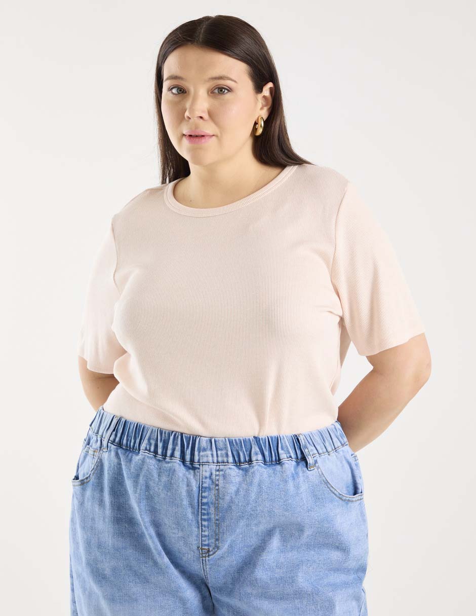 Playera manga corta cuello redondo para mujer Playera manga corta cuello redondo para mujer