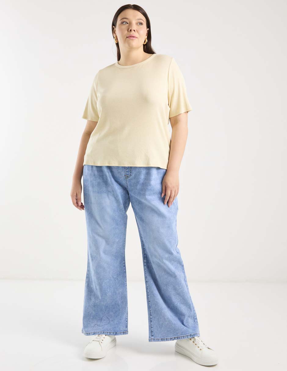 Playera manga corta Contempo Plus cuello redondo para mujer