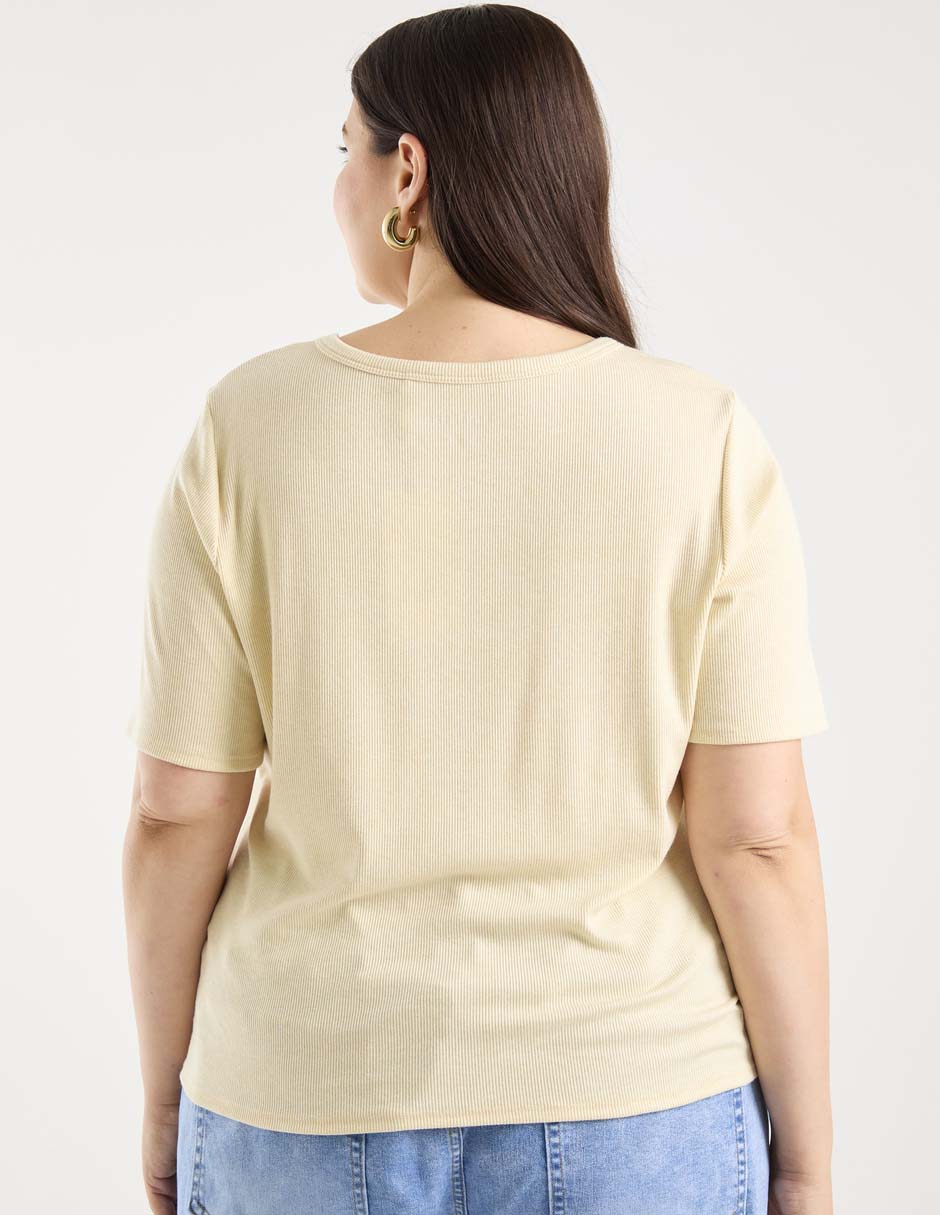 Playera manga corta Contempo Plus cuello redondo para mujer