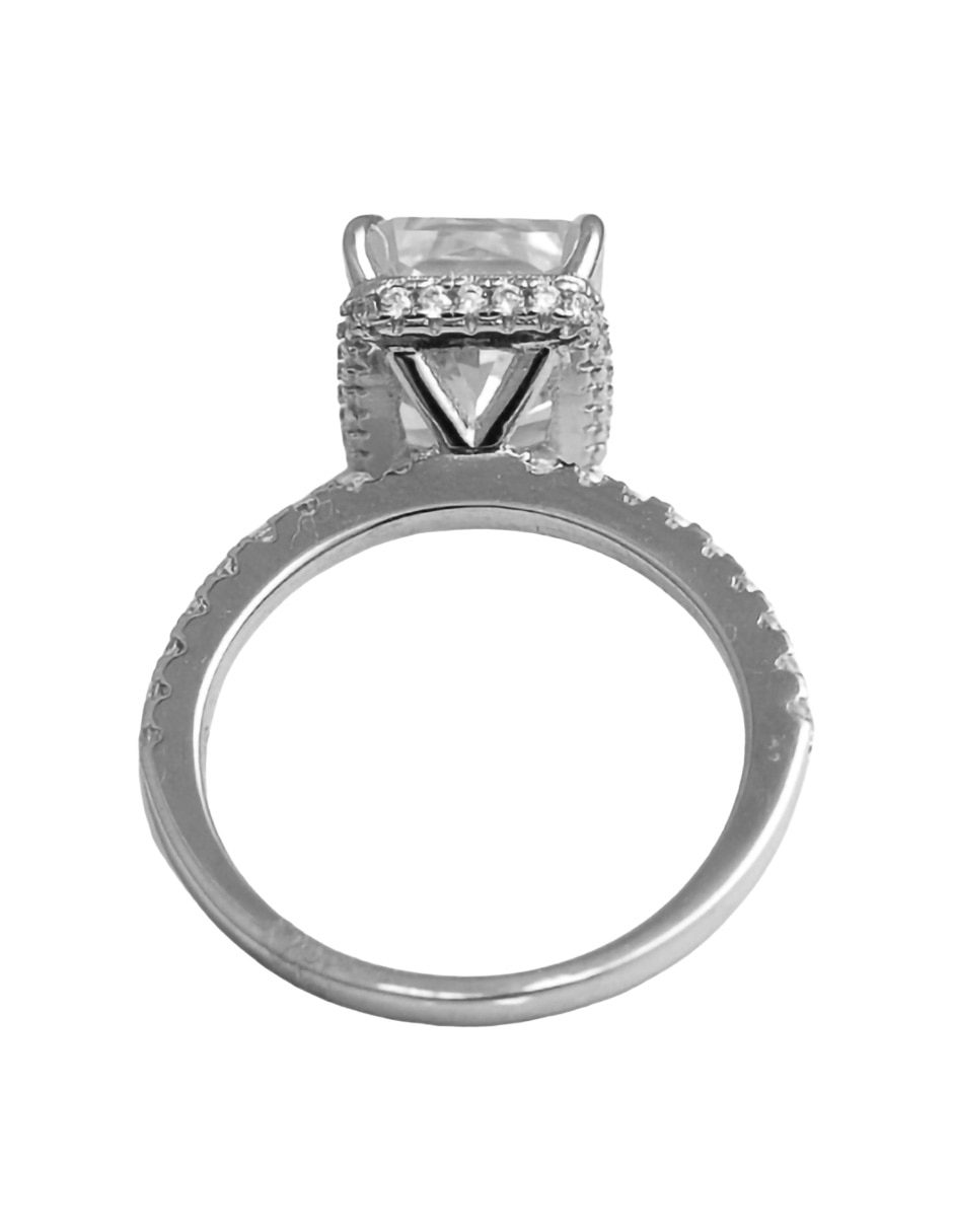 Anillo cuadrada 18 k zirconia chapa de oro