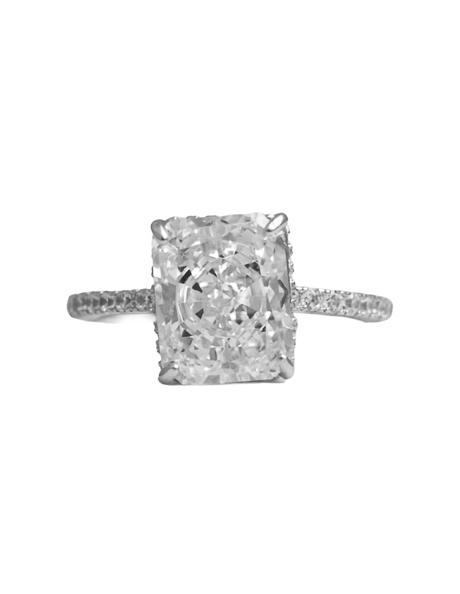 Anillo cuadrada 18 k zirconia chapa de oro 2