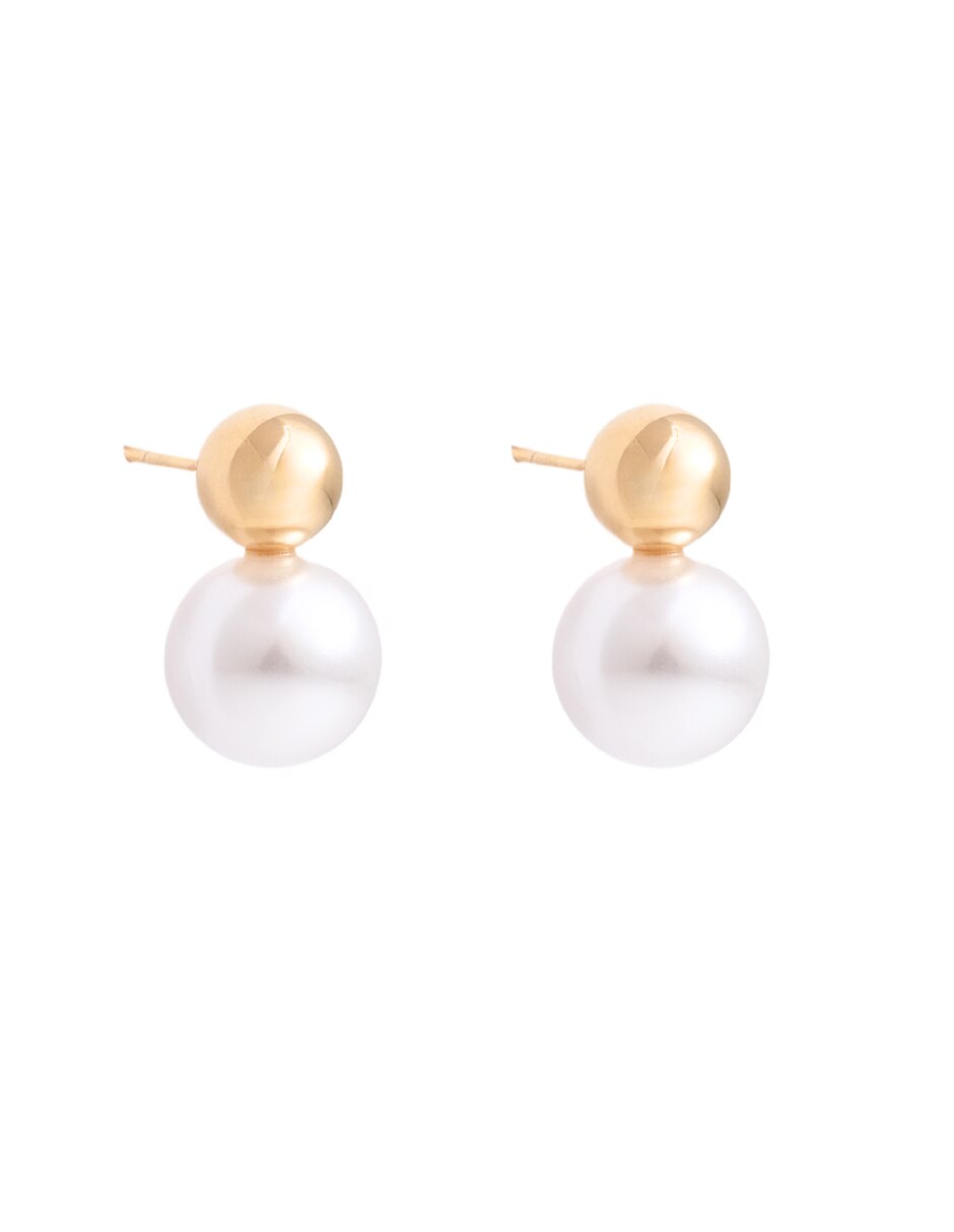 Aretes con acabado chapa de oro perla 2