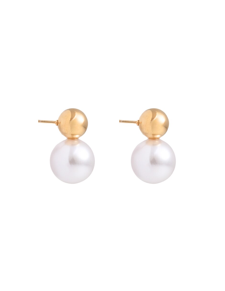 Aretes con acabado chapa de oro perla 3