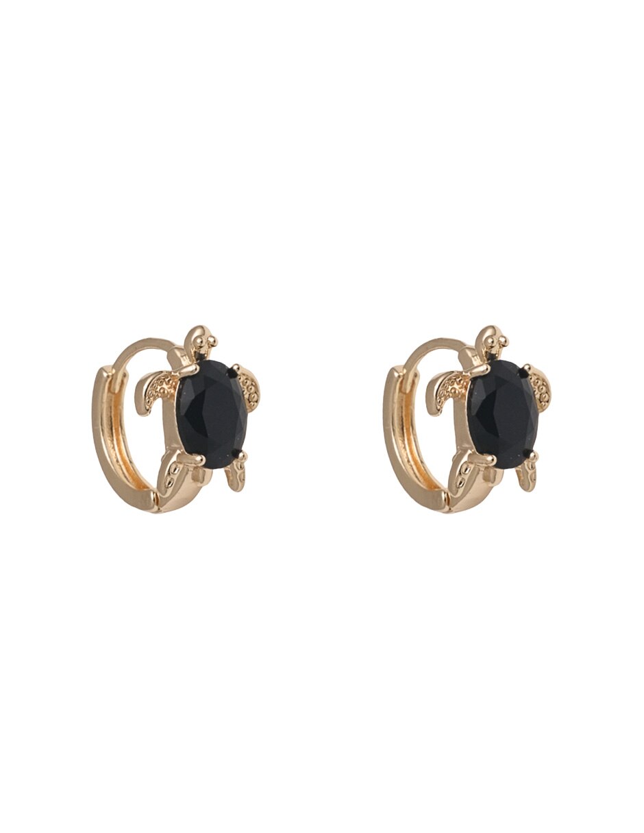 Aretes de tortuga con acabado chapa de oro 2