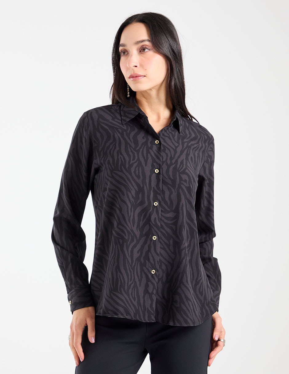 Blusa camisera Parllieni manga larga para mujer