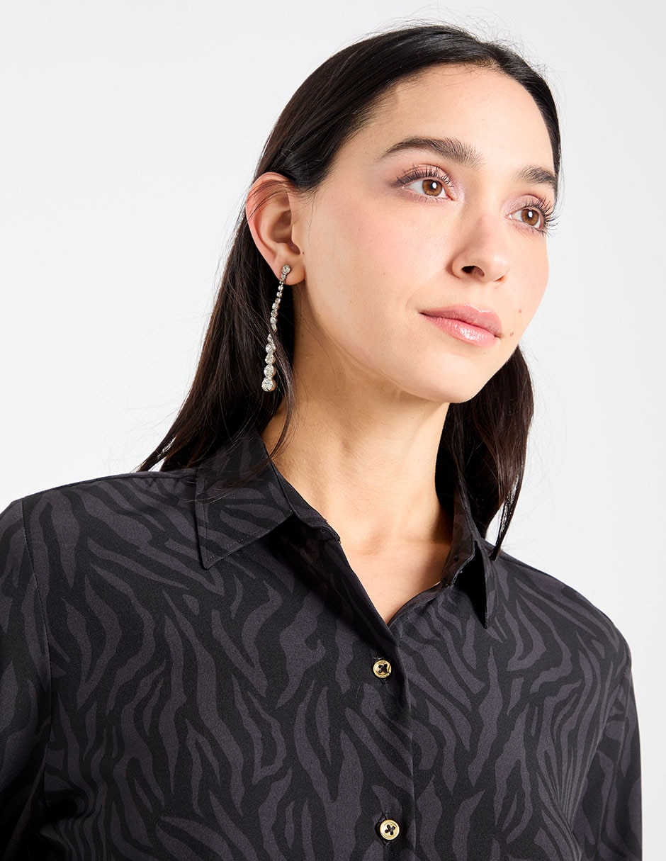 Blusa camisera Parllieni manga larga para mujer