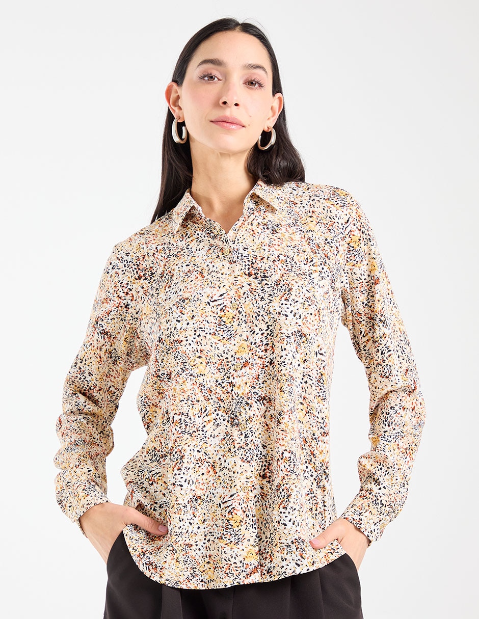 Blusa camisera Parllieni manga larga para mujer