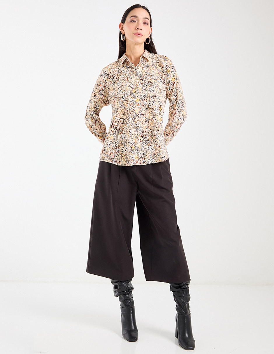 Blusa camisera Parllieni manga larga para mujer