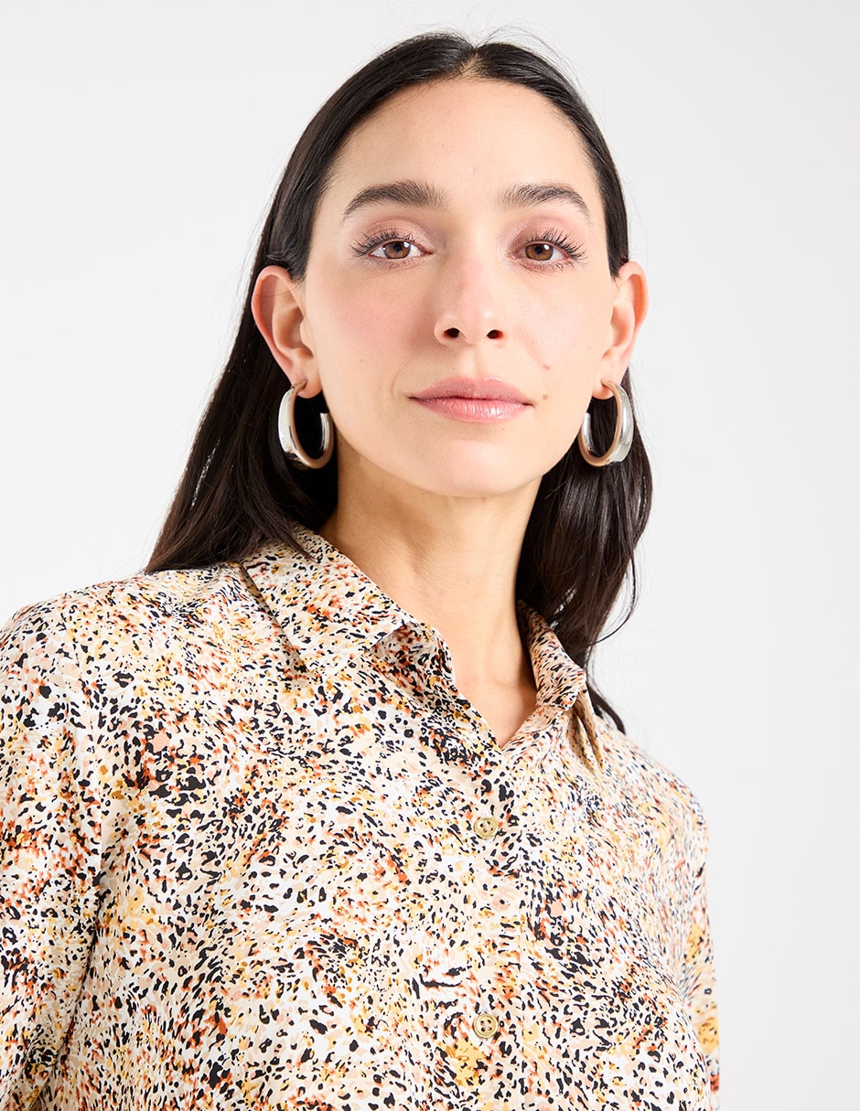 Blusa camisera Parllieni manga larga para mujer